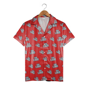 Custom Logo Hawaiian Shirt - Personalized Branded Repeating Text Pattern Design