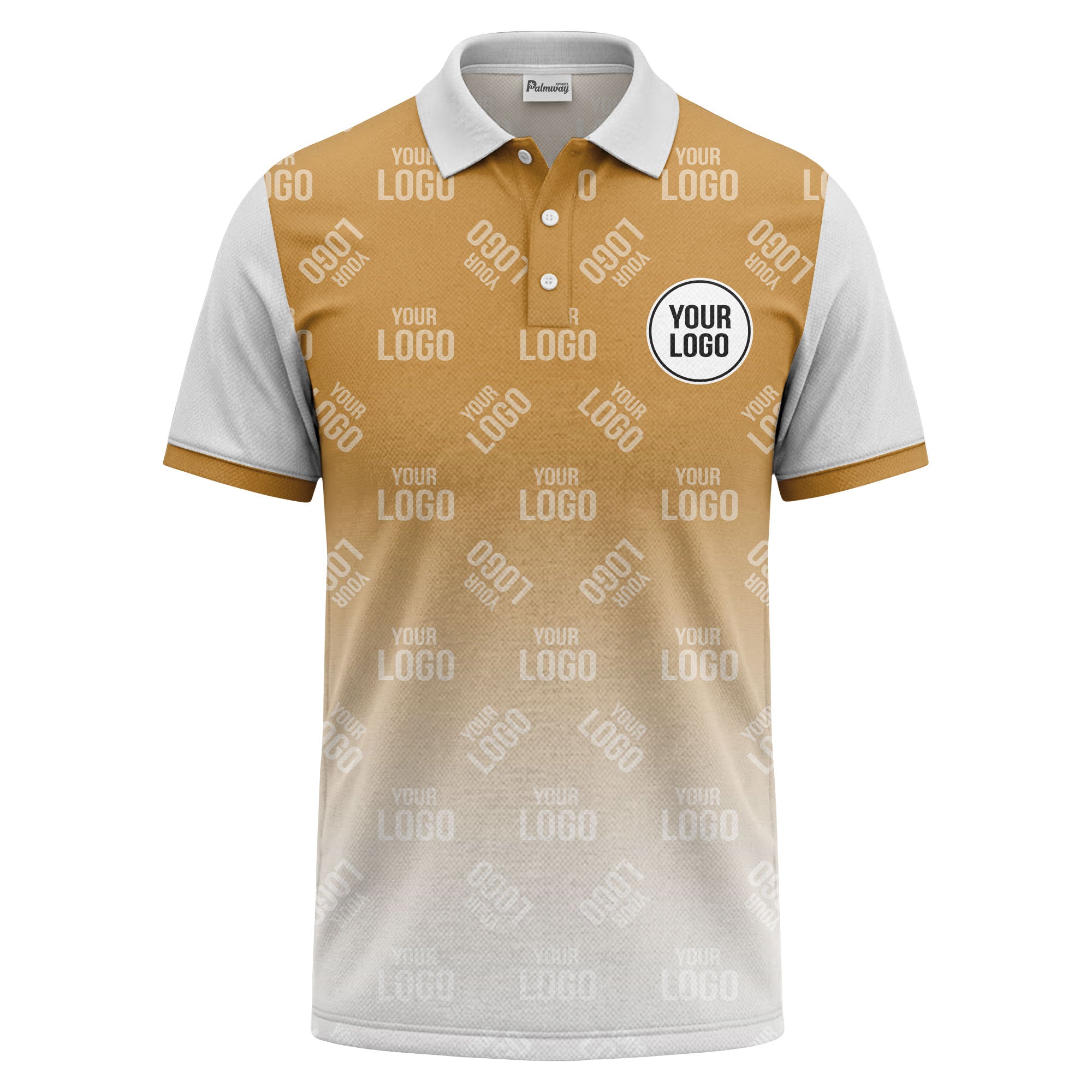 custom logo repeat gradient polo shirt for men in black & white