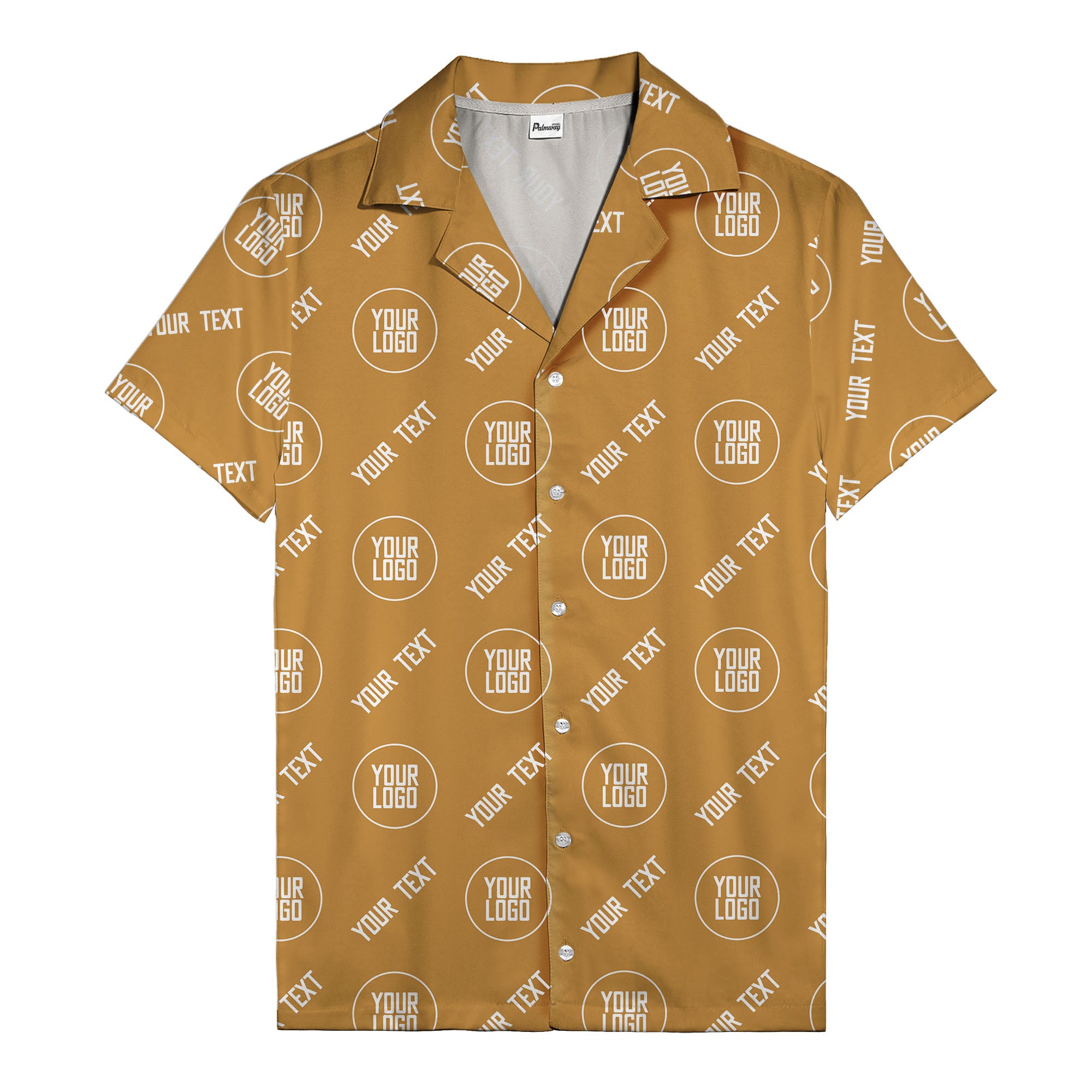 custom logo & text circle repeat black white hawaiian shirt for men