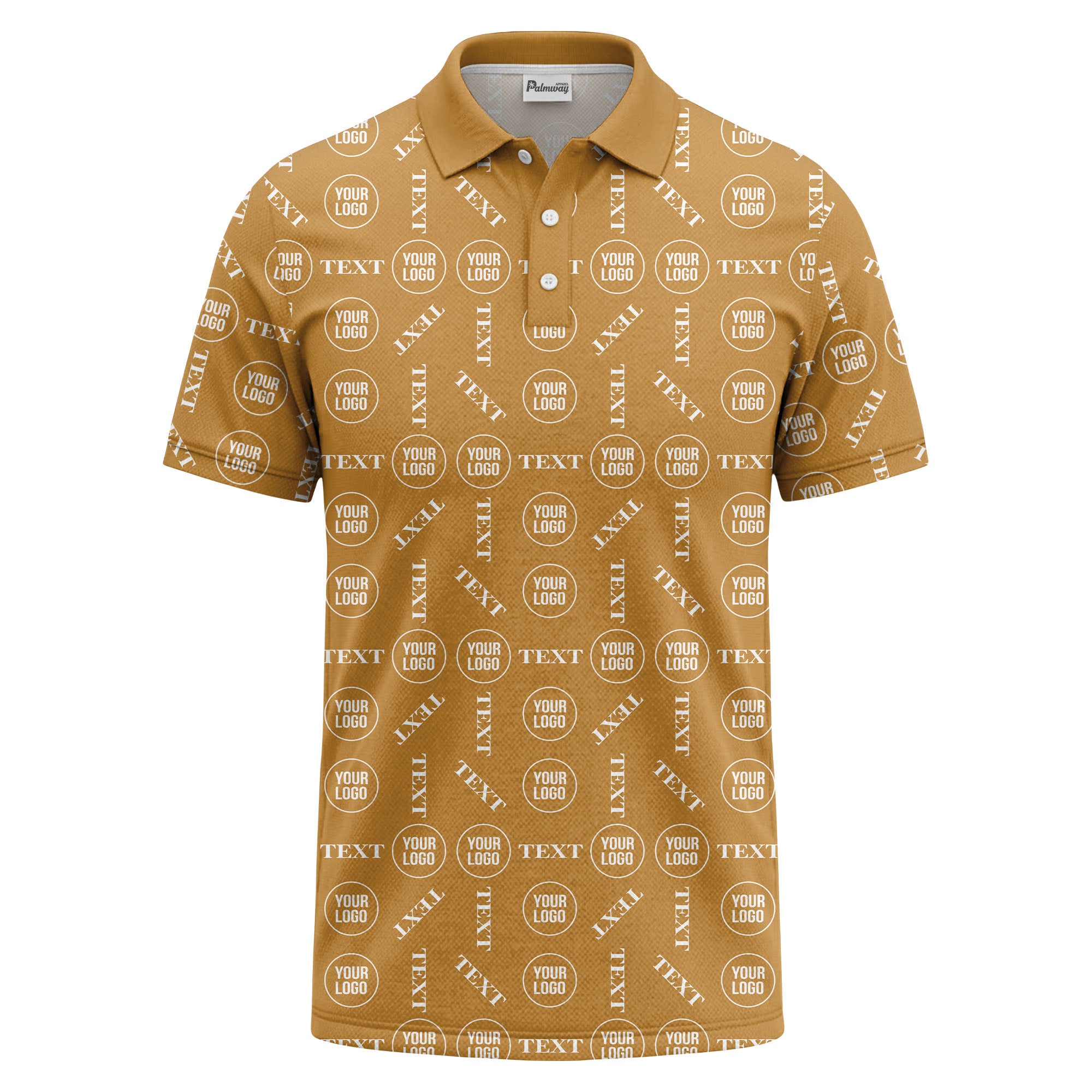 custom logo & text repeat all over print polo shirt