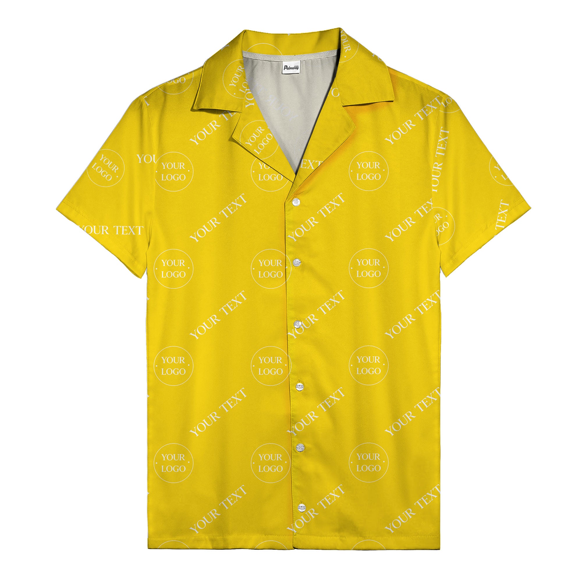 custom logo & text repeat black hawaiian shirt for personalized branding