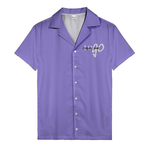 custom logo typography on solid black minimalist modern hawaiian shirt