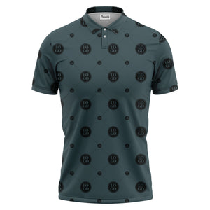 geometric logo repeating polo hawaiian shirt