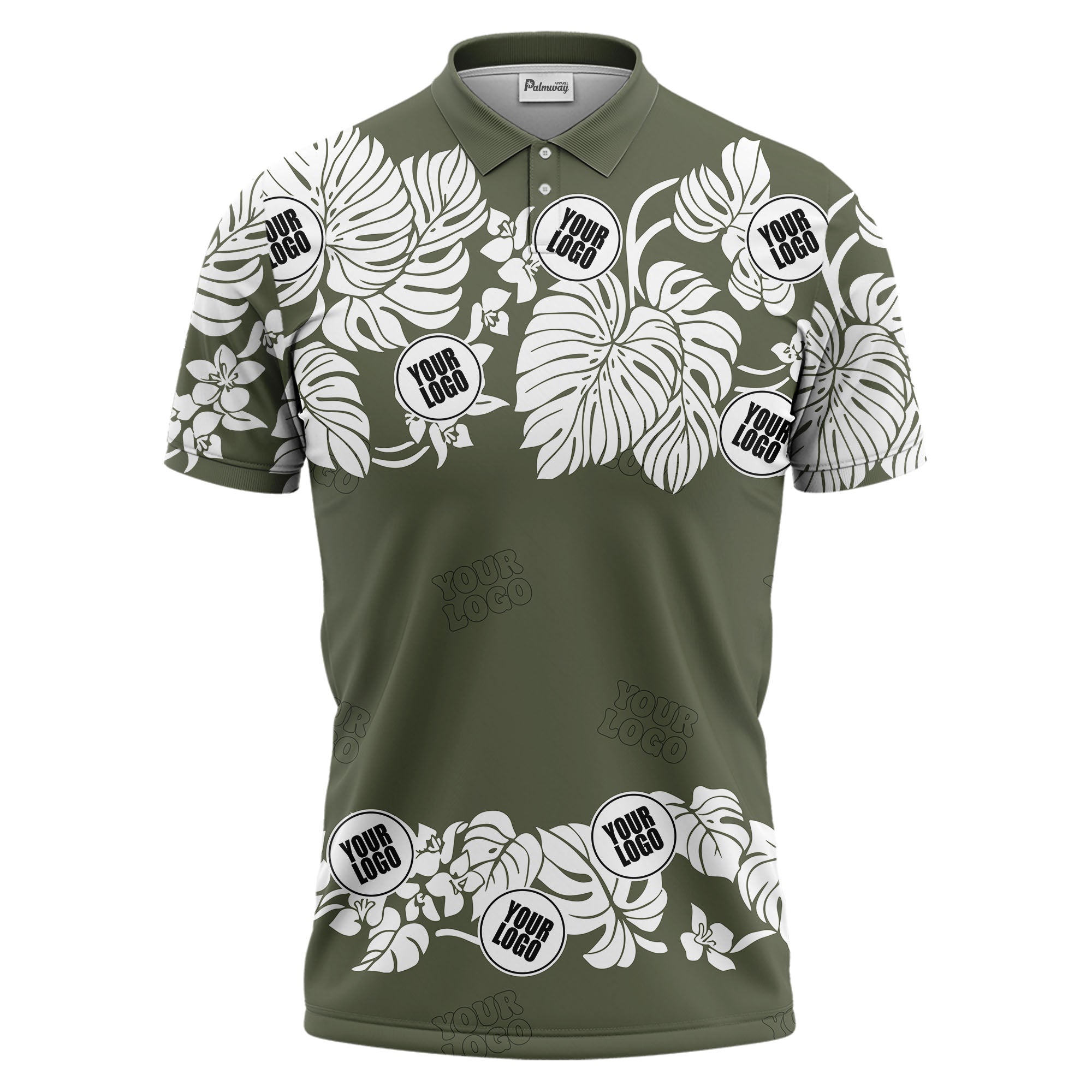 custom multi color monstera hawaiian floral tropical golf polo shirt for men