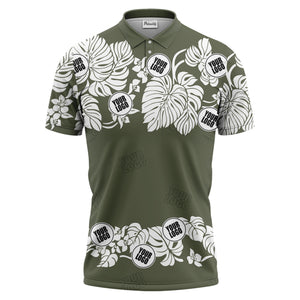 custom multi color monstera hawaiian floral tropical golf polo shirt for men