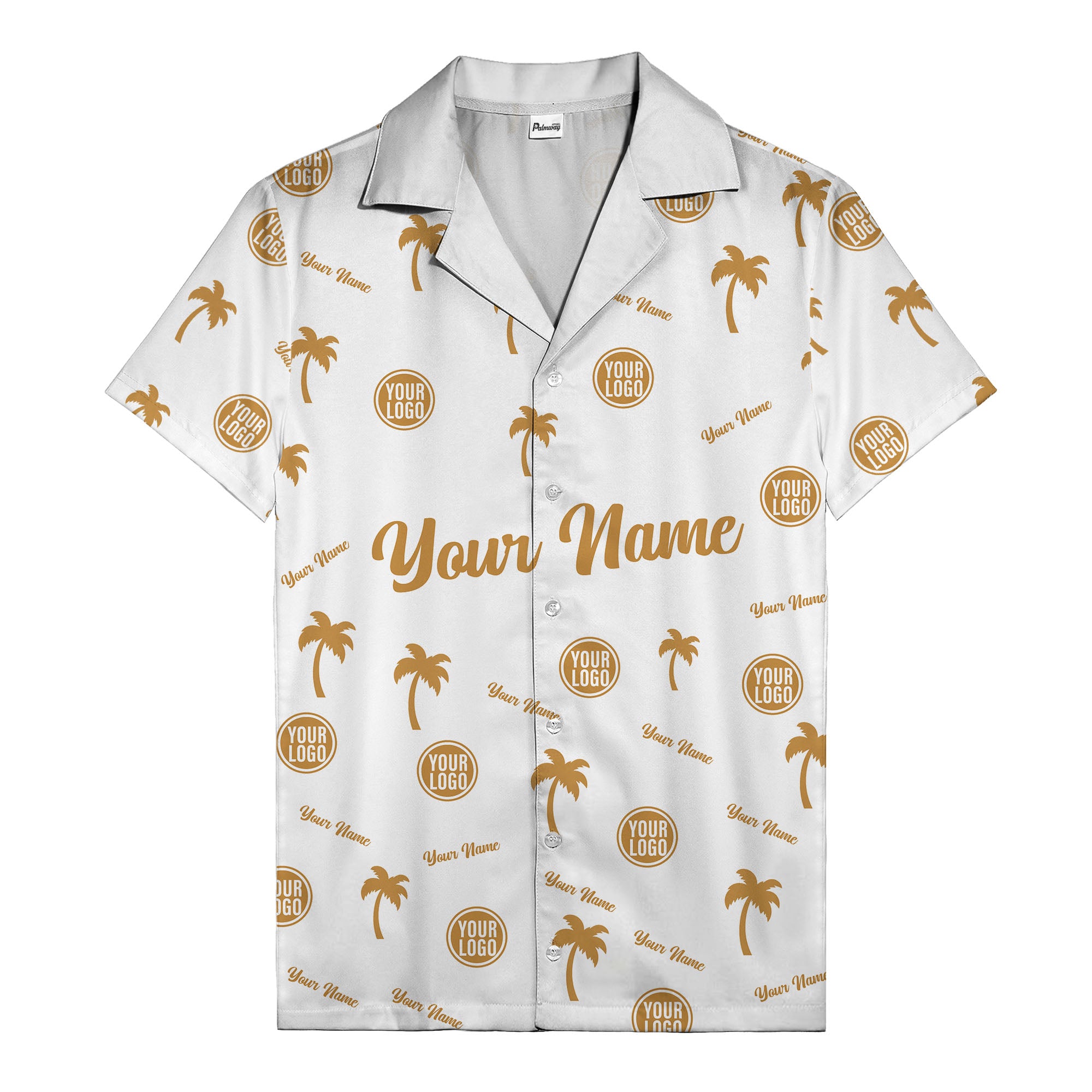 custom palm tree silhouette & name logo black white hawaiian shirt