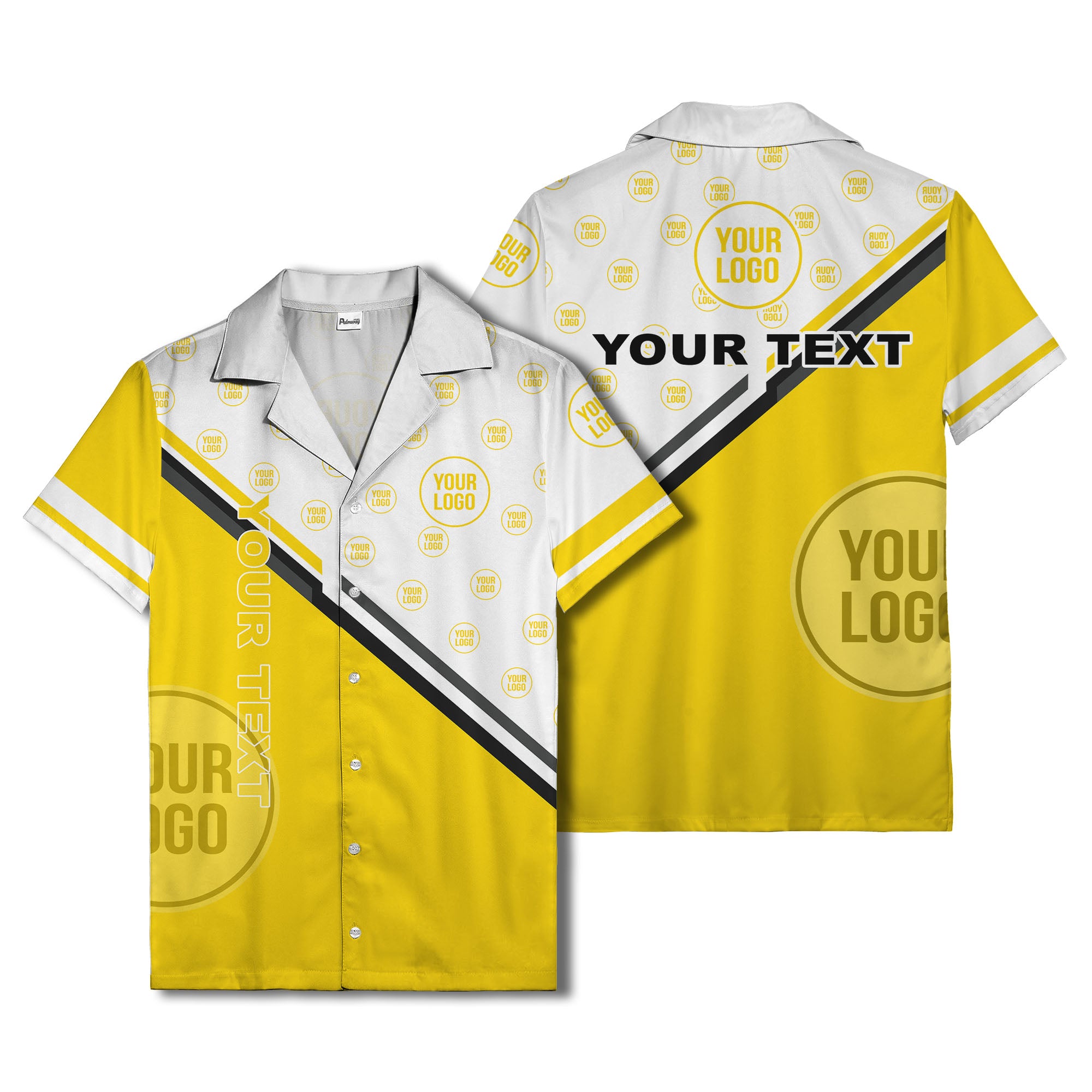 customizable diagonal stripe & logo repeating hawaiian shirt