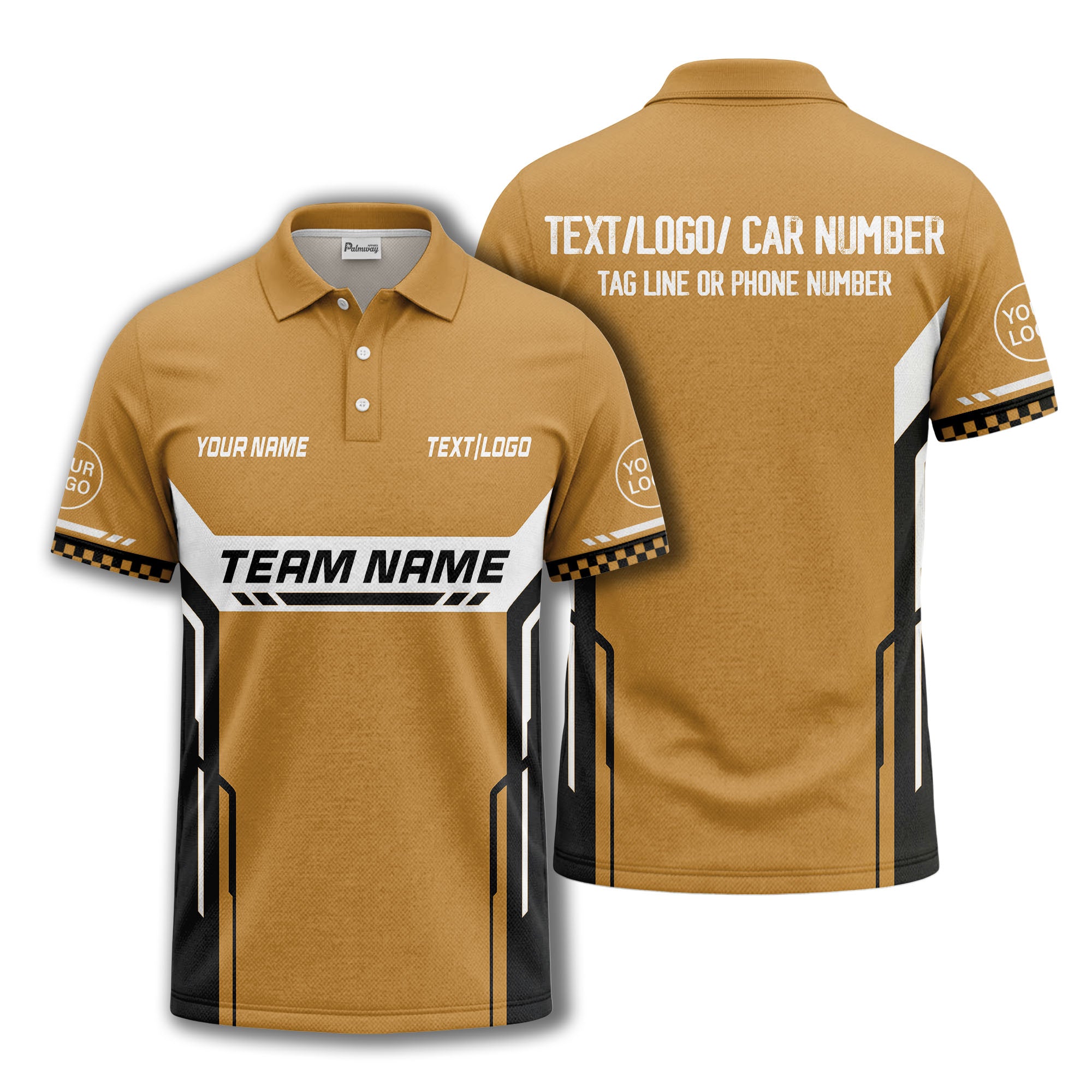 customizable team name geometric stripes polo shirt for men