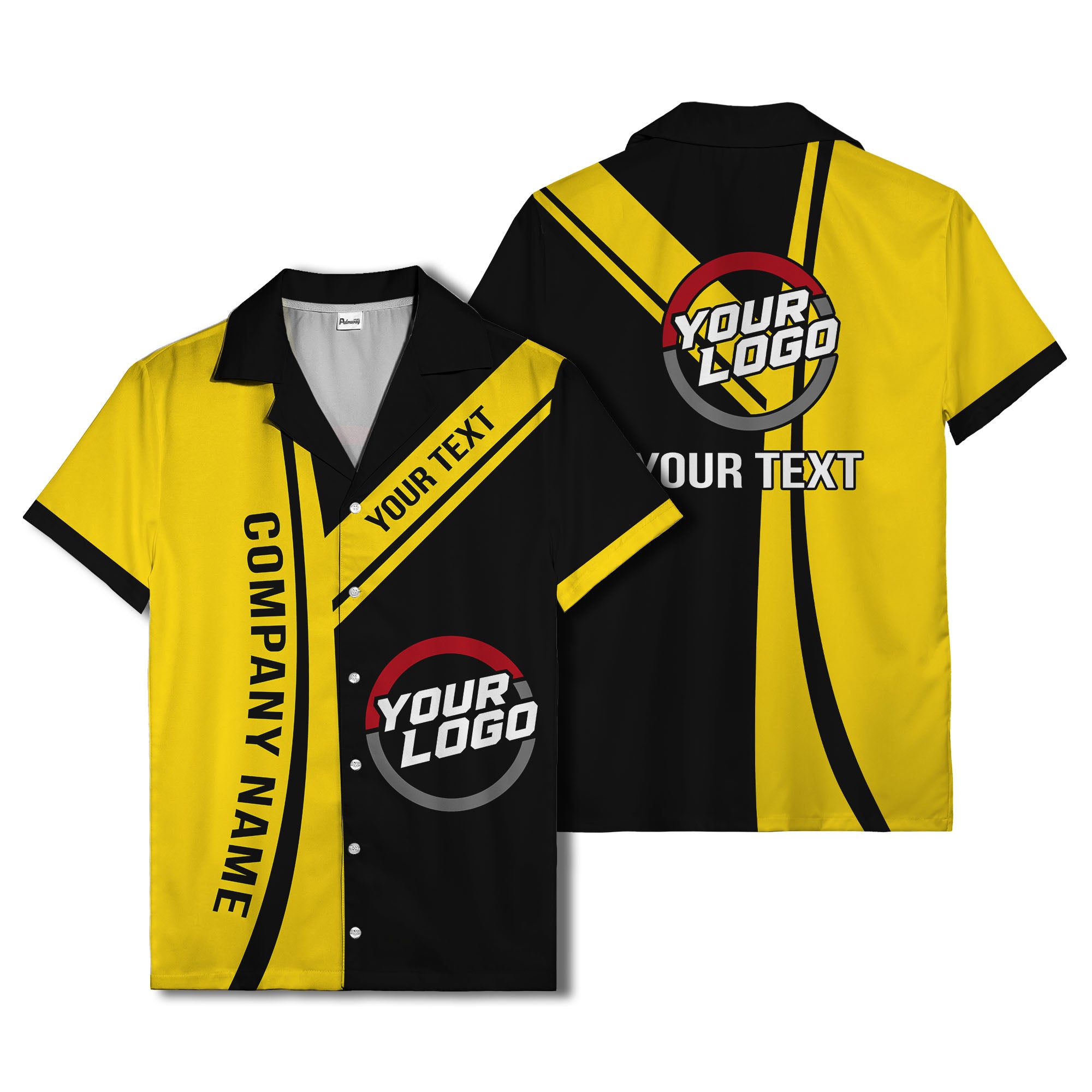 diagonal stripe custom logo company name hawaiian shirt for teams