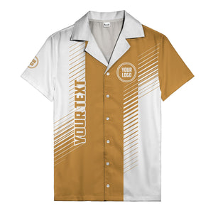 diagonal stripes & custom logo monochrome hawaiian shirt