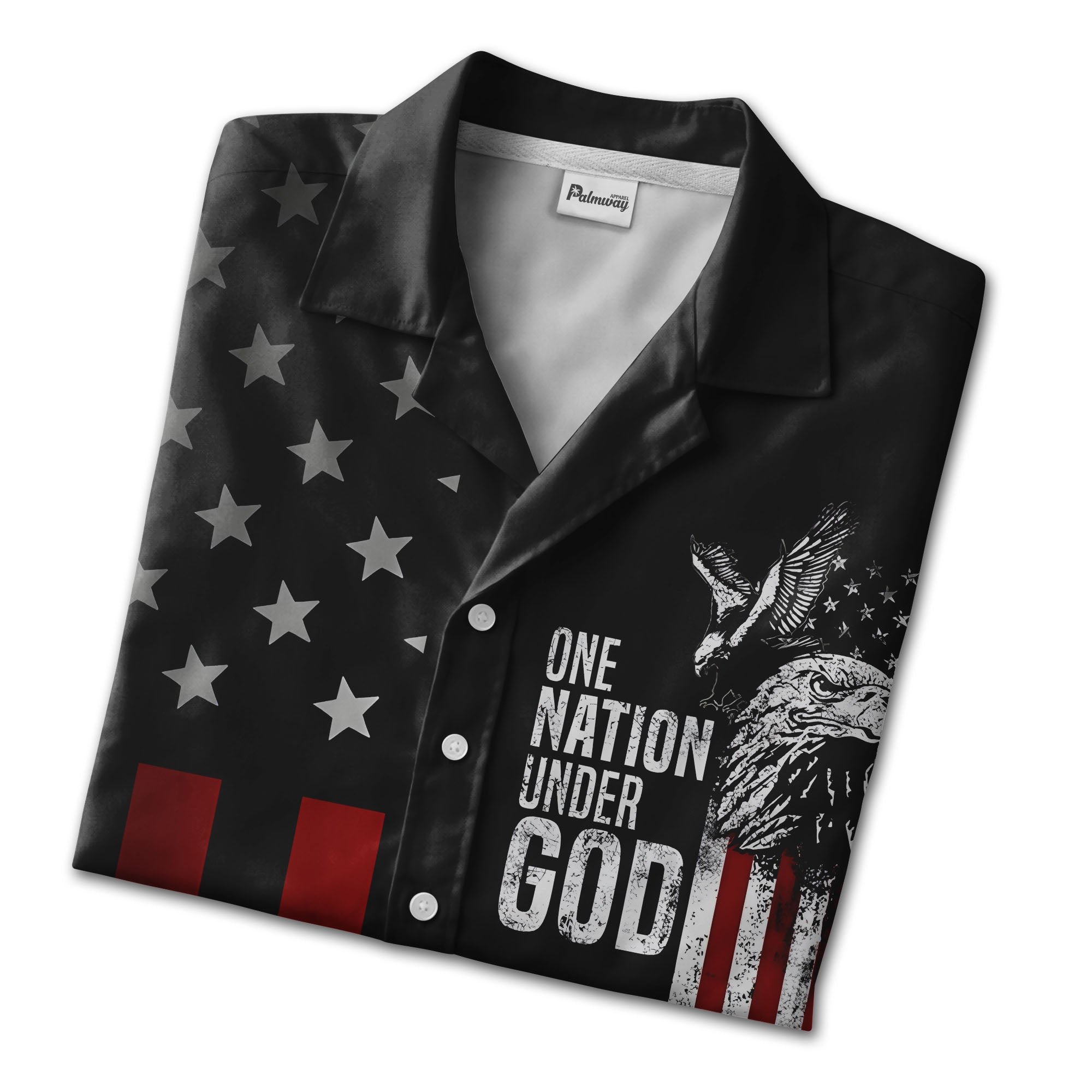 Distressed Eagle Hawaiian Shirt - God Bless America Stars & Stripes Graphic Print