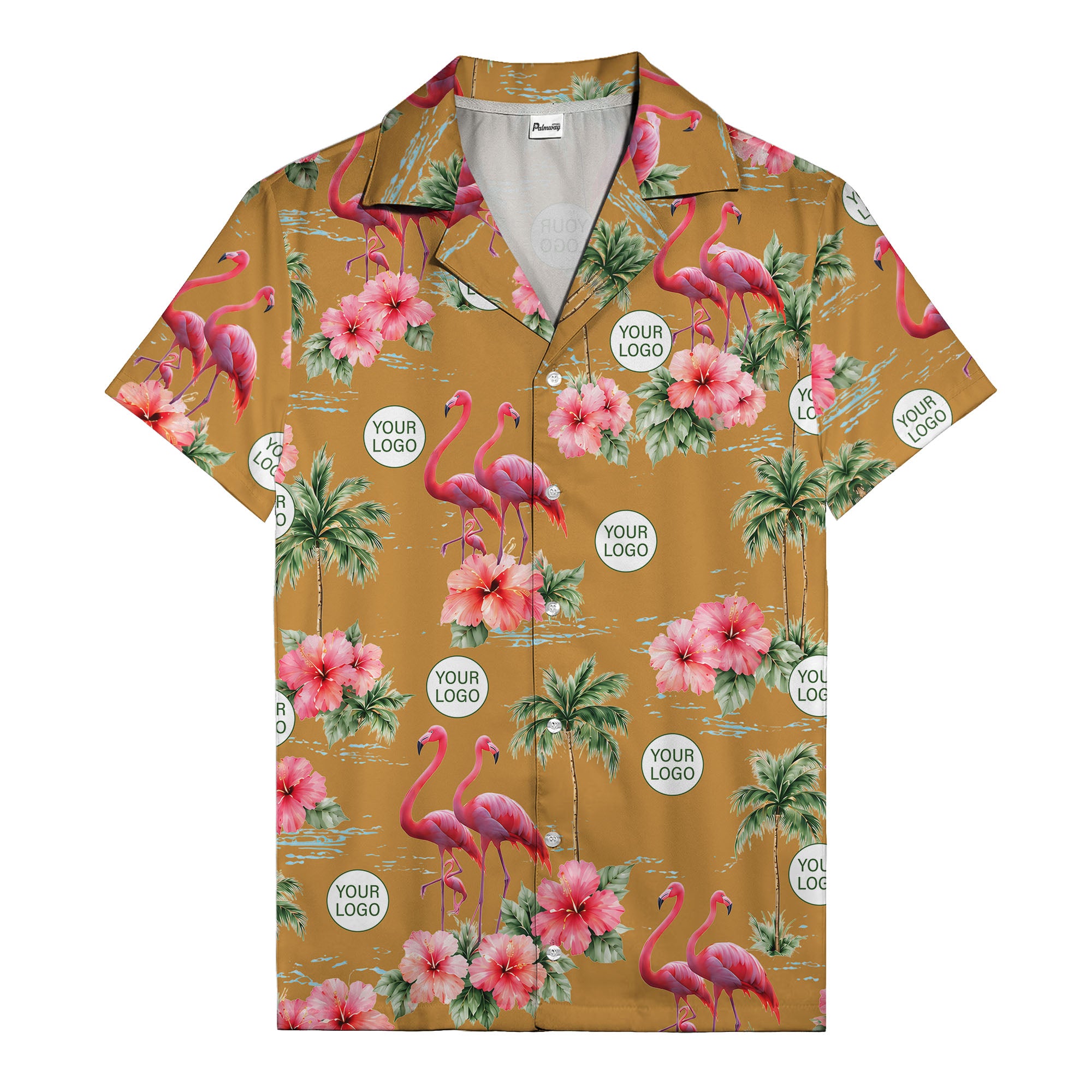 flamingo silhouettes palm trees hibiscus hawaiian shirt for men