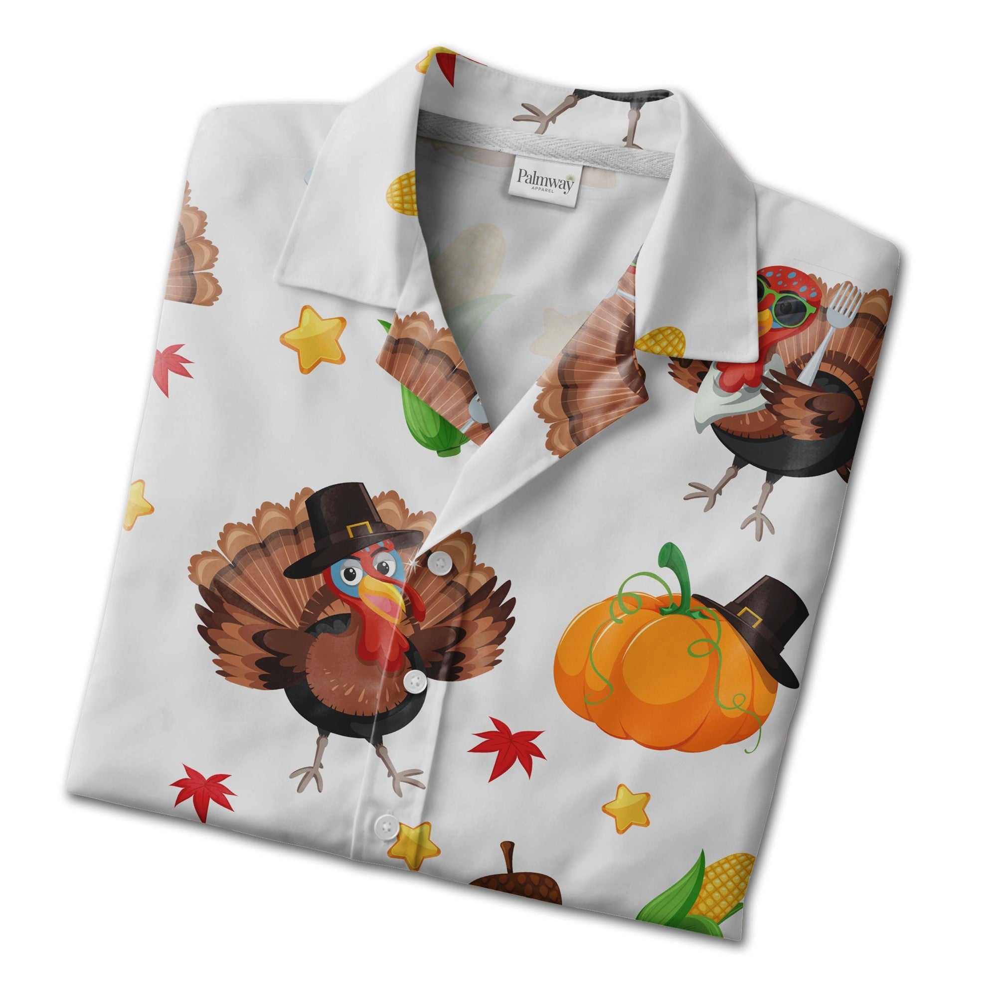Funny Turkey Hawaiian Shirt with Sunglasses Pilgrim Hats and Roasted Dinner