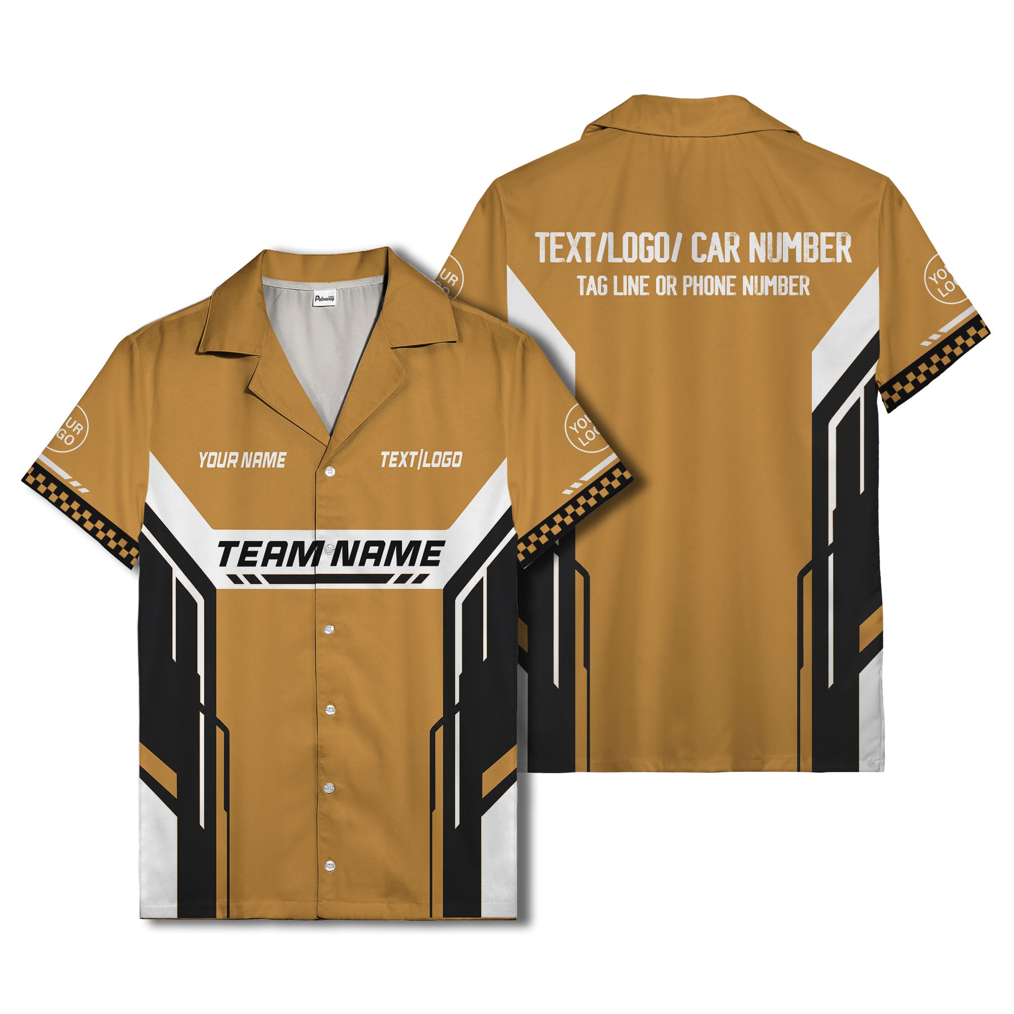 geometric stripes & custom text aloha hawaiian shirt for men