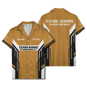 geometric stripes & custom text aloha hawaiian shirt for men