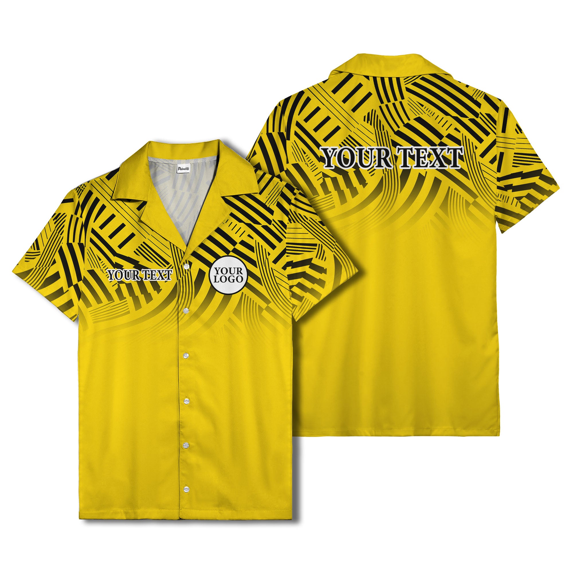 geometric waves & stripes abstract hawaiian shirt for men