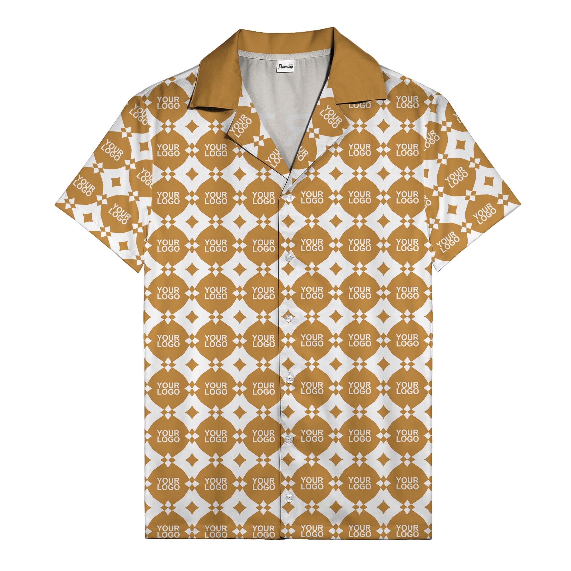 gold mon diamond lattice monogram hawaiian shirt for men