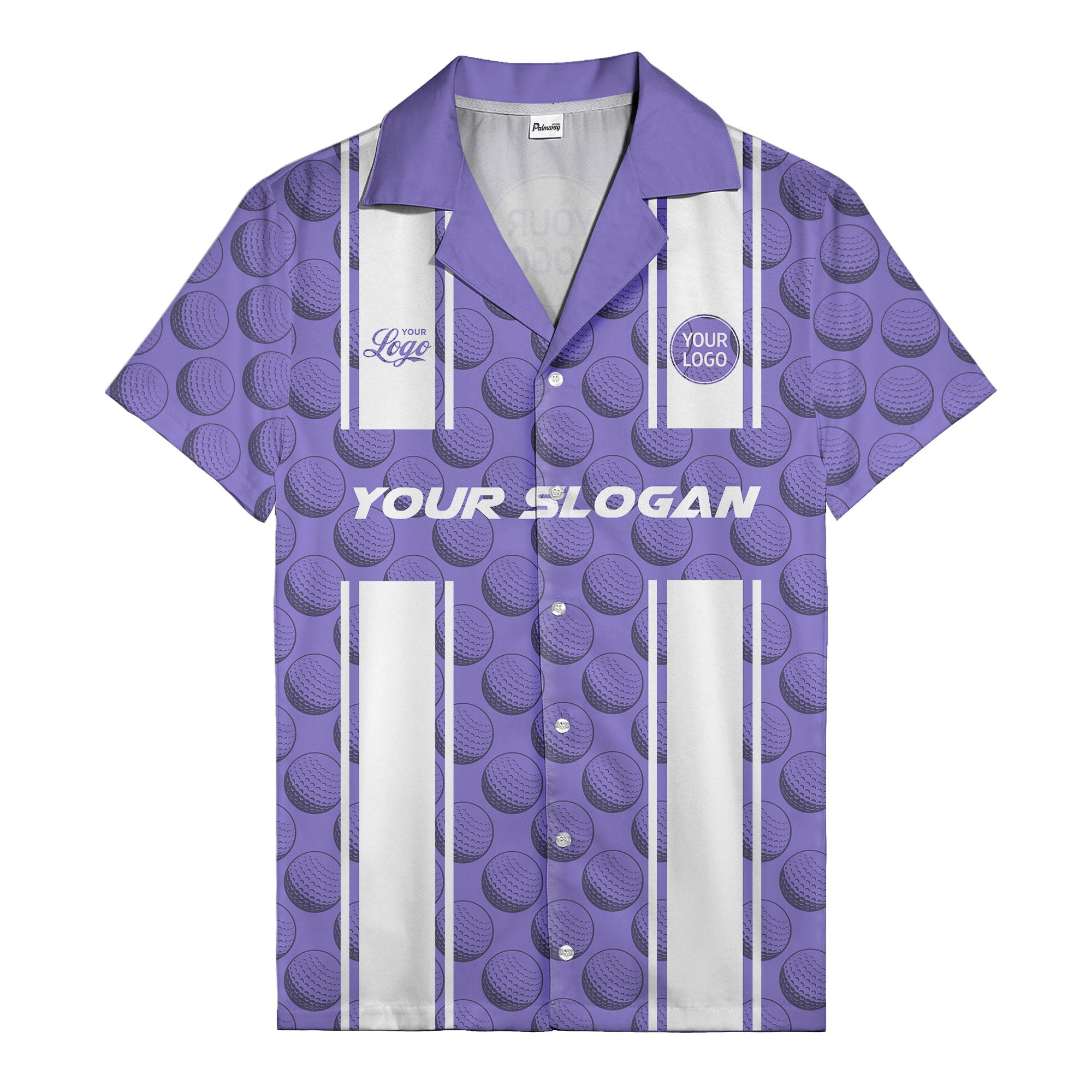 golf ball & white stripe repeat hawaiian shirt for golfers