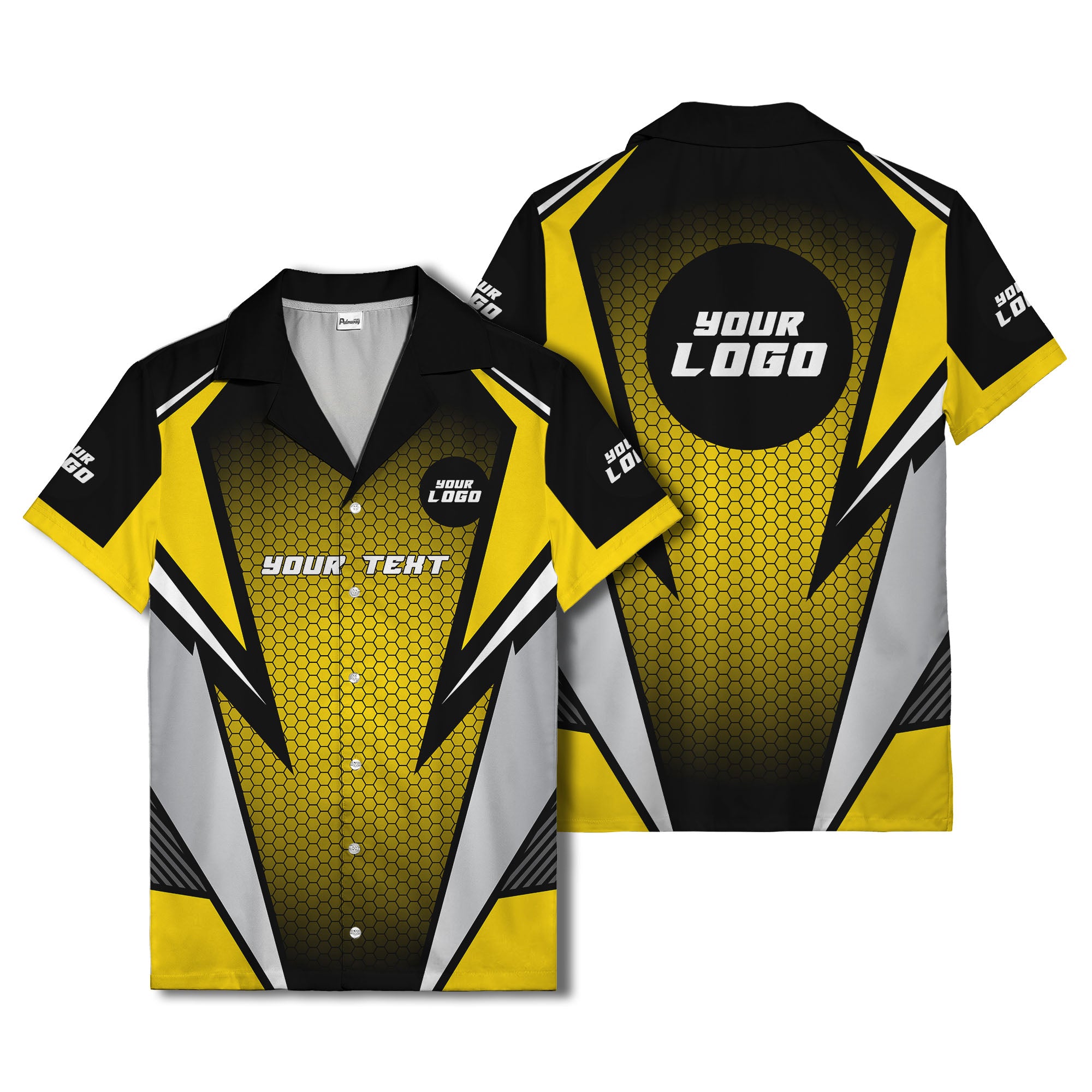hexagon grid lightning bolt hawaiian shirt for men