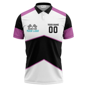 Illustrated Racing Flags Geometric Polo Shirt For Athletic Team Spirit