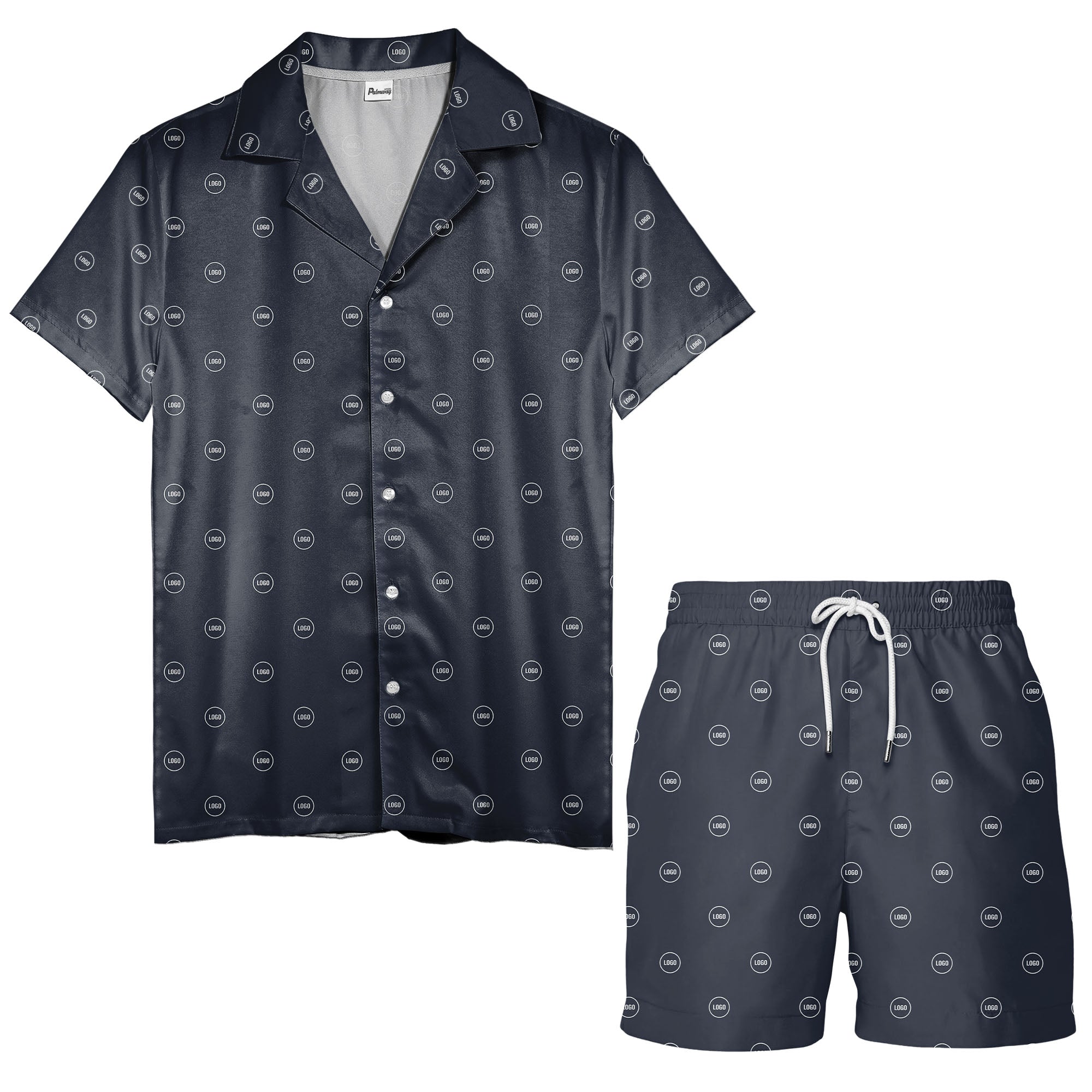Minimalist Navy Geometric Circles Logo Polo Shirt For Modern Men
