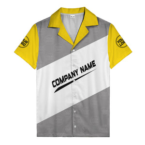 monochrome diagonal stripes & custom logo company name hawaiian shirt