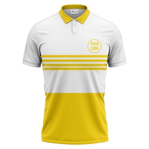 monochrome horizontal stripes & circular logo modern minimalist polo shirt for men