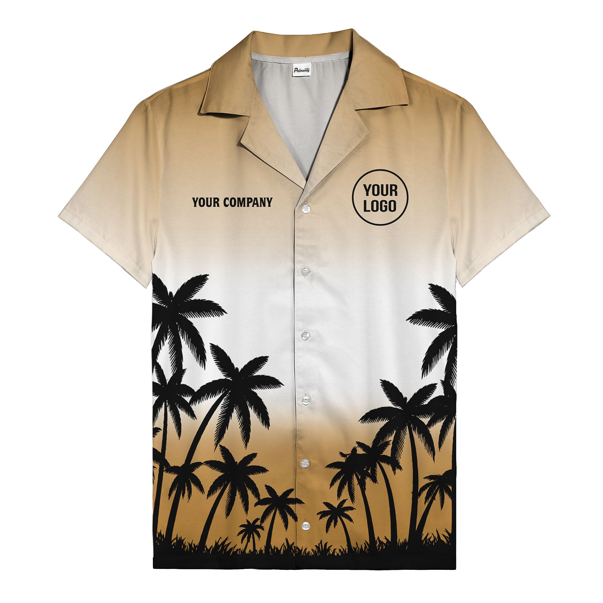 monochrome palm tree gradient silhouette hawaiian shirt for men