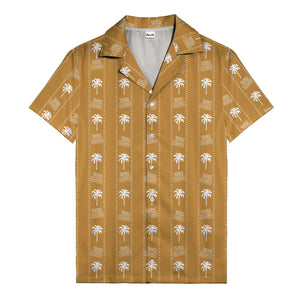 monochrome palm tree & signature logo stripe hawaiian shirt for men