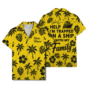 monochrome palm trees and hibiscus hawaiian shirt for men