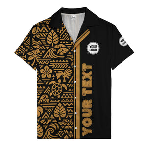 monochrome polynesian tribal turtles & waves hawaiian shirt