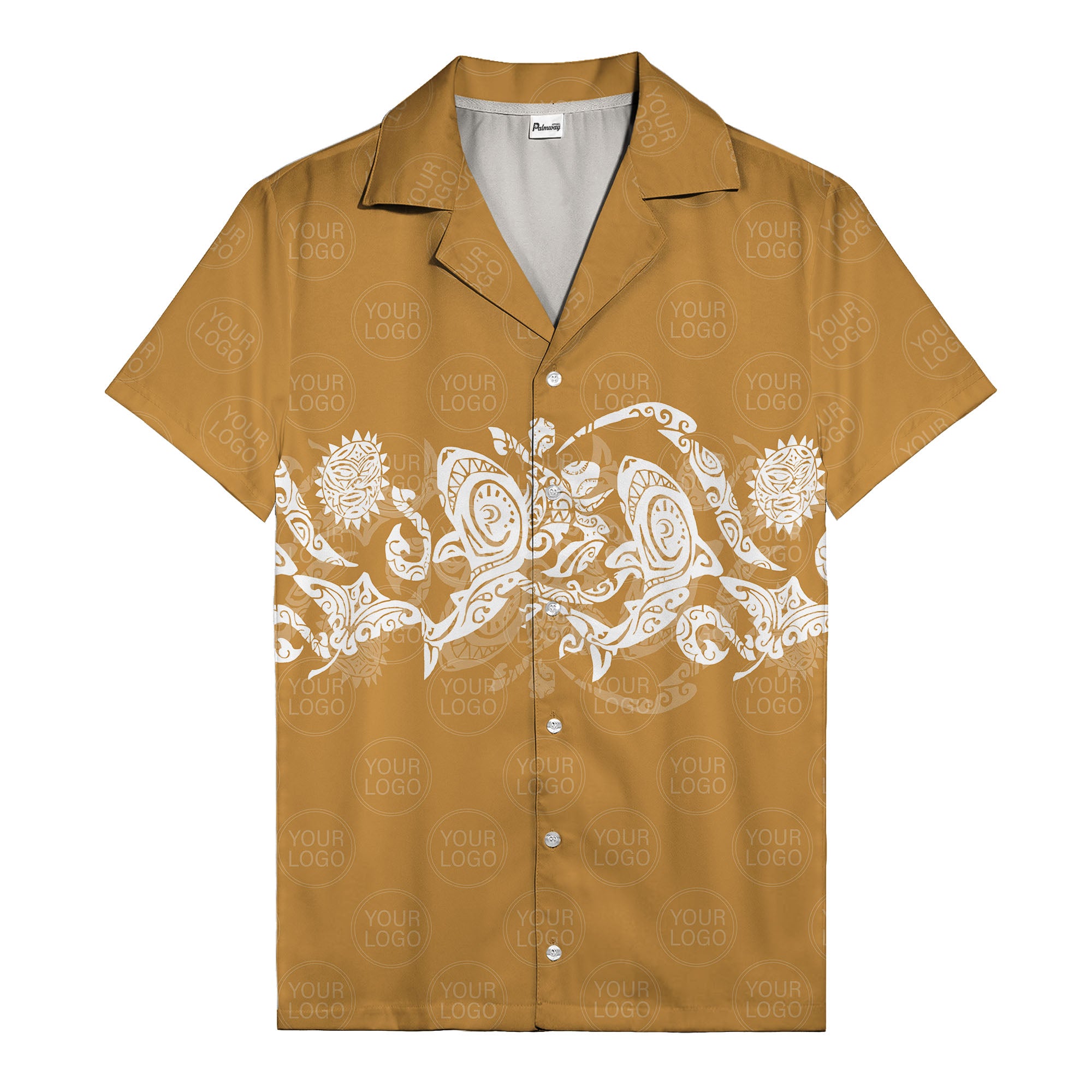 monochrome tribal turtle & sun motifs heritage hawaiian shirt