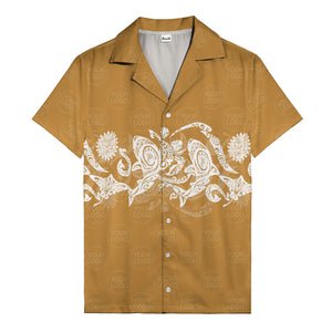 monochrome tribal turtle & sun motifs heritage hawaiian shirt