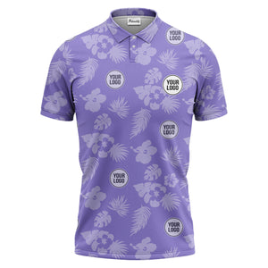 illustrated monochrome tropical flowers and leaves polo shirt for men