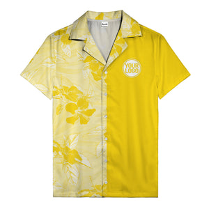 monochrome watercolor hibiscus and leaf repeat hawaiian shirt