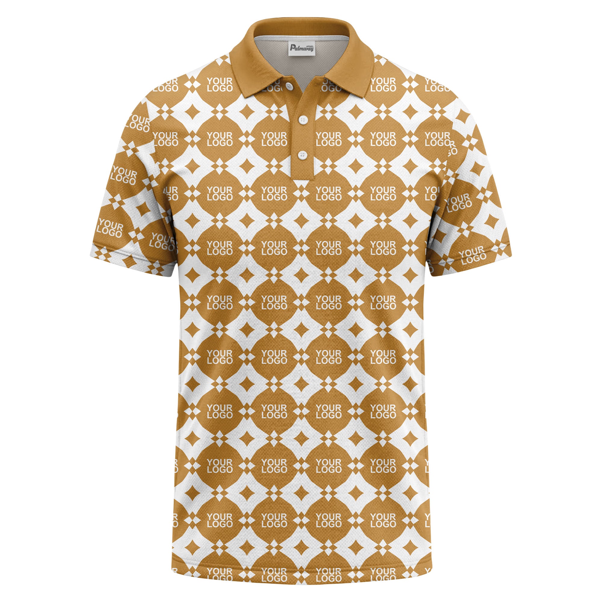 monogrammed gold black diamond repeat luxury polo shirt