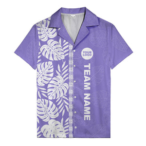 monstera leaf repeat black white graphic hawaiian shirt for men