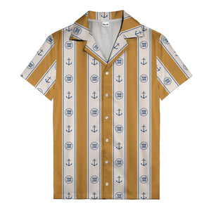nautical anchors & custom logo repeat hawaiian shirt for men