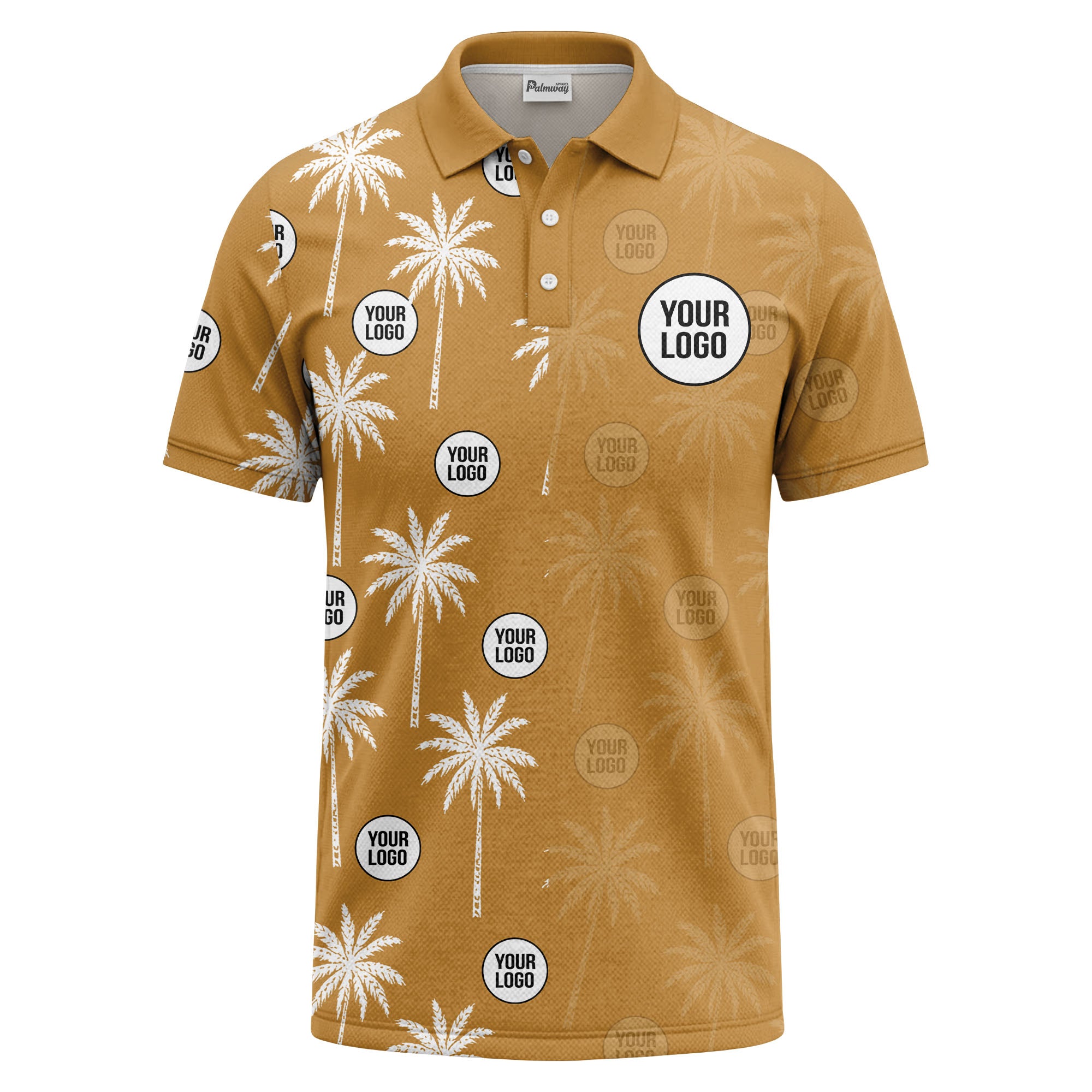 palm trees & custom logo circle repeat graphic polo shirt
