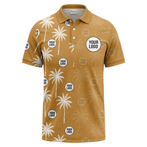 palm trees & custom logo circle repeat graphic polo shirt