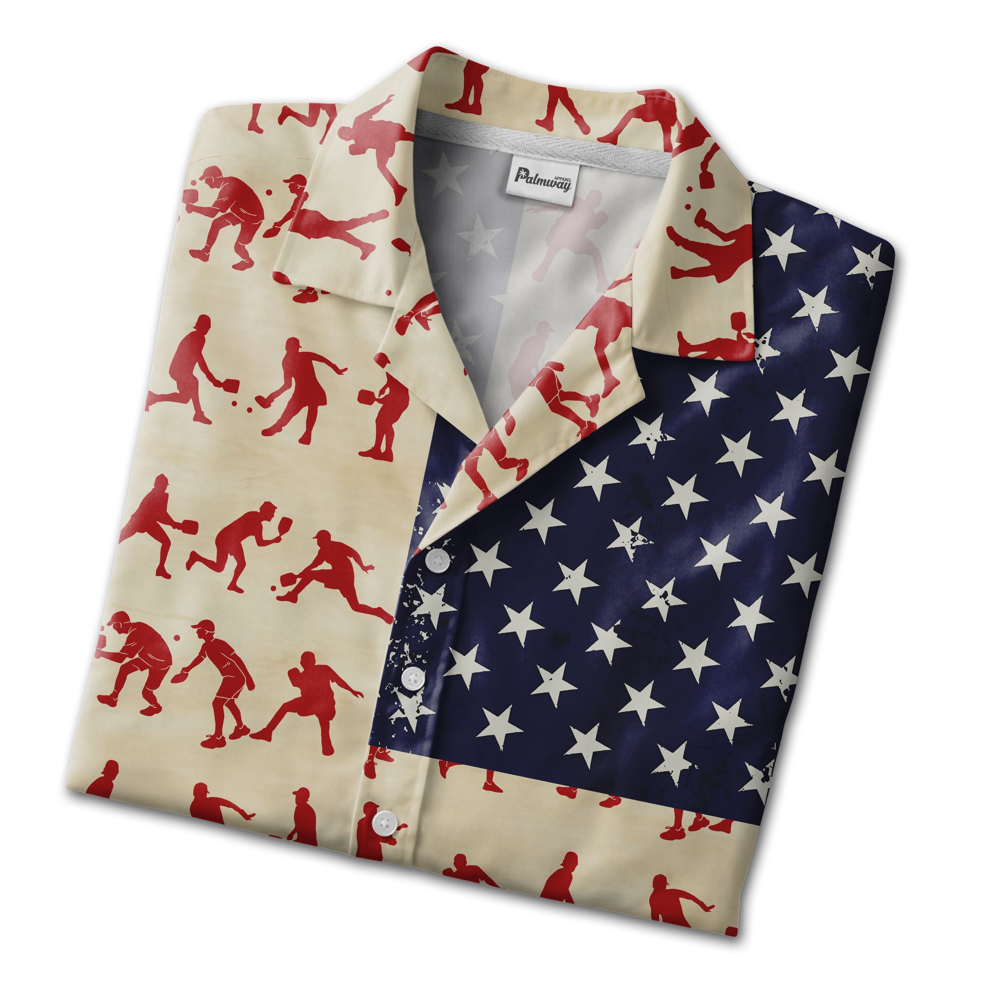 Pickleball American Flag Hawaiian Shirt - Patriotic Stars Distressed USA Sport