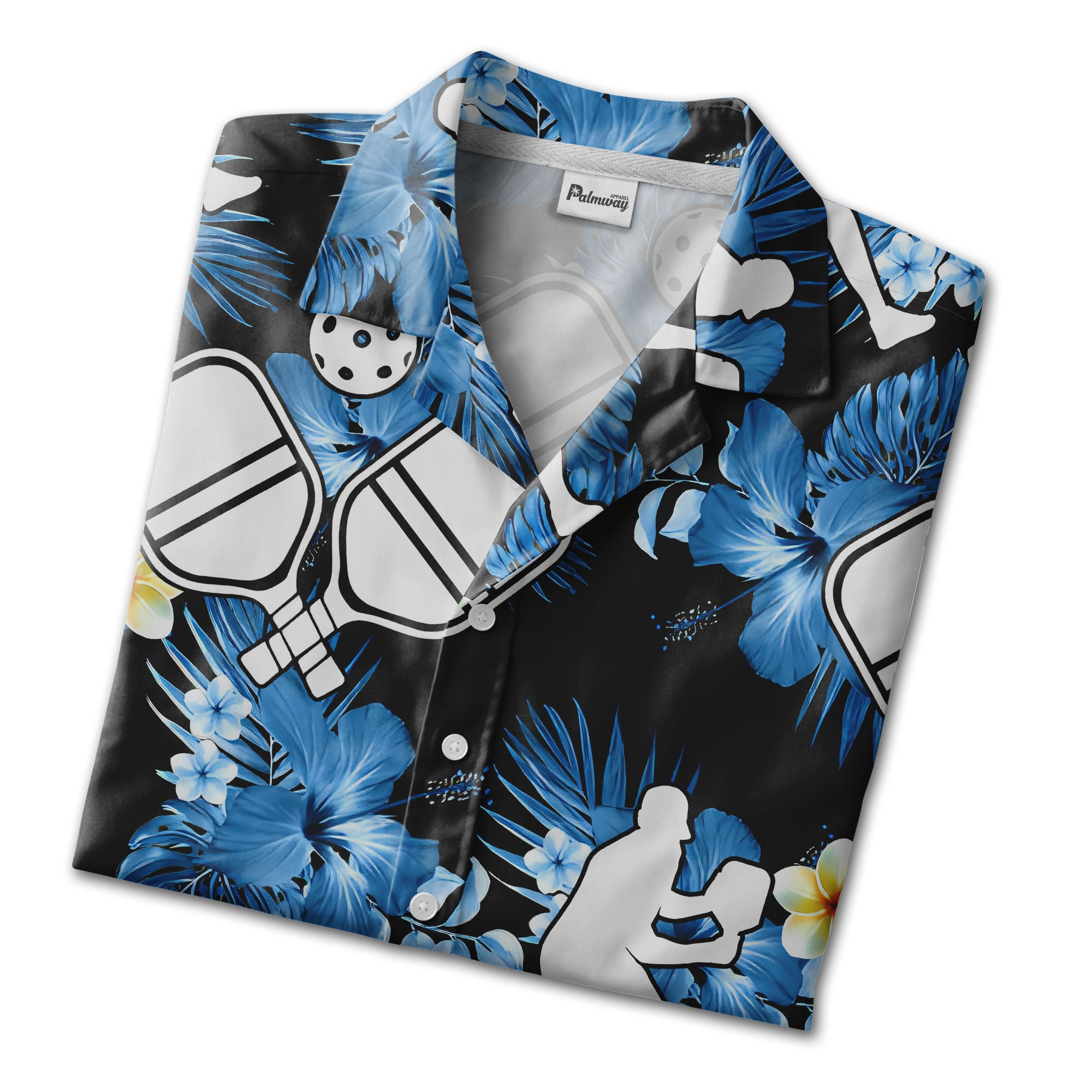 Pickleball Hibiscus Hawaiian Shirt - Tropical Floral Paddles Players Beach Sport