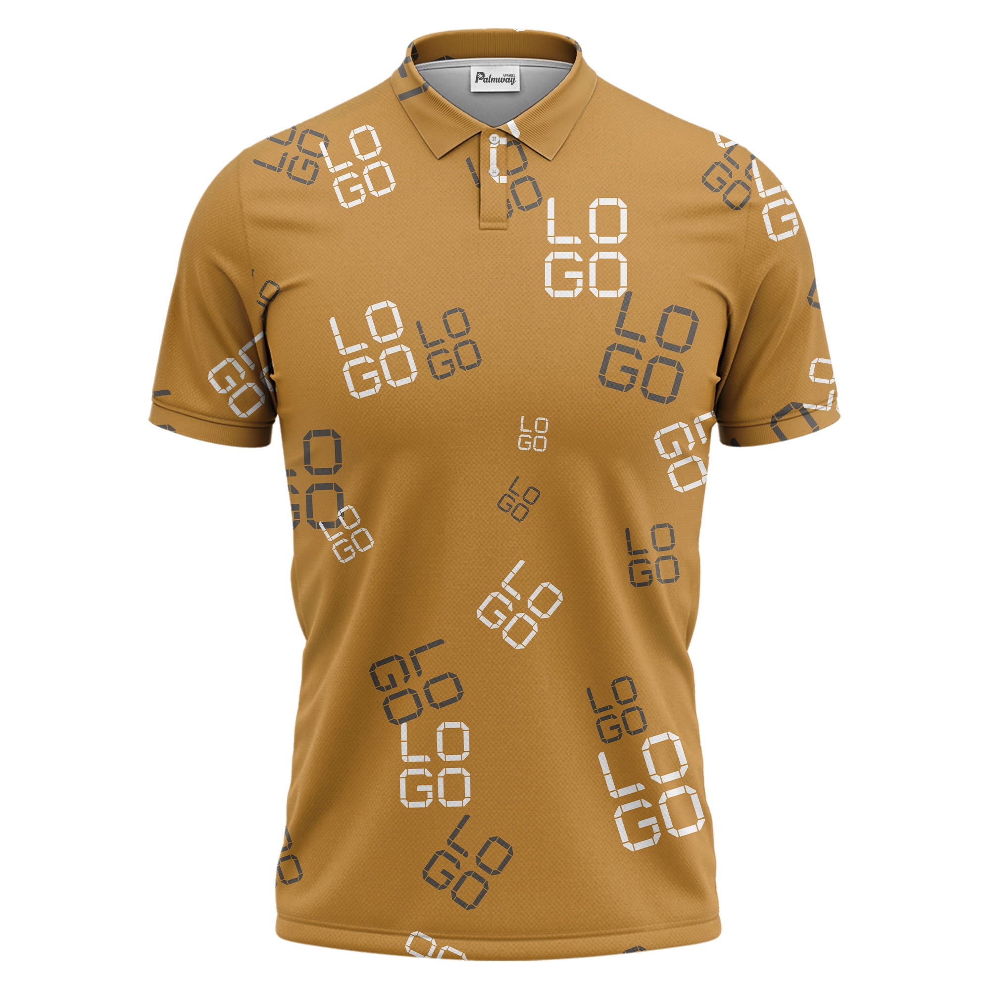 pixelated logo text pattern polo shirt | modern digital all-over design