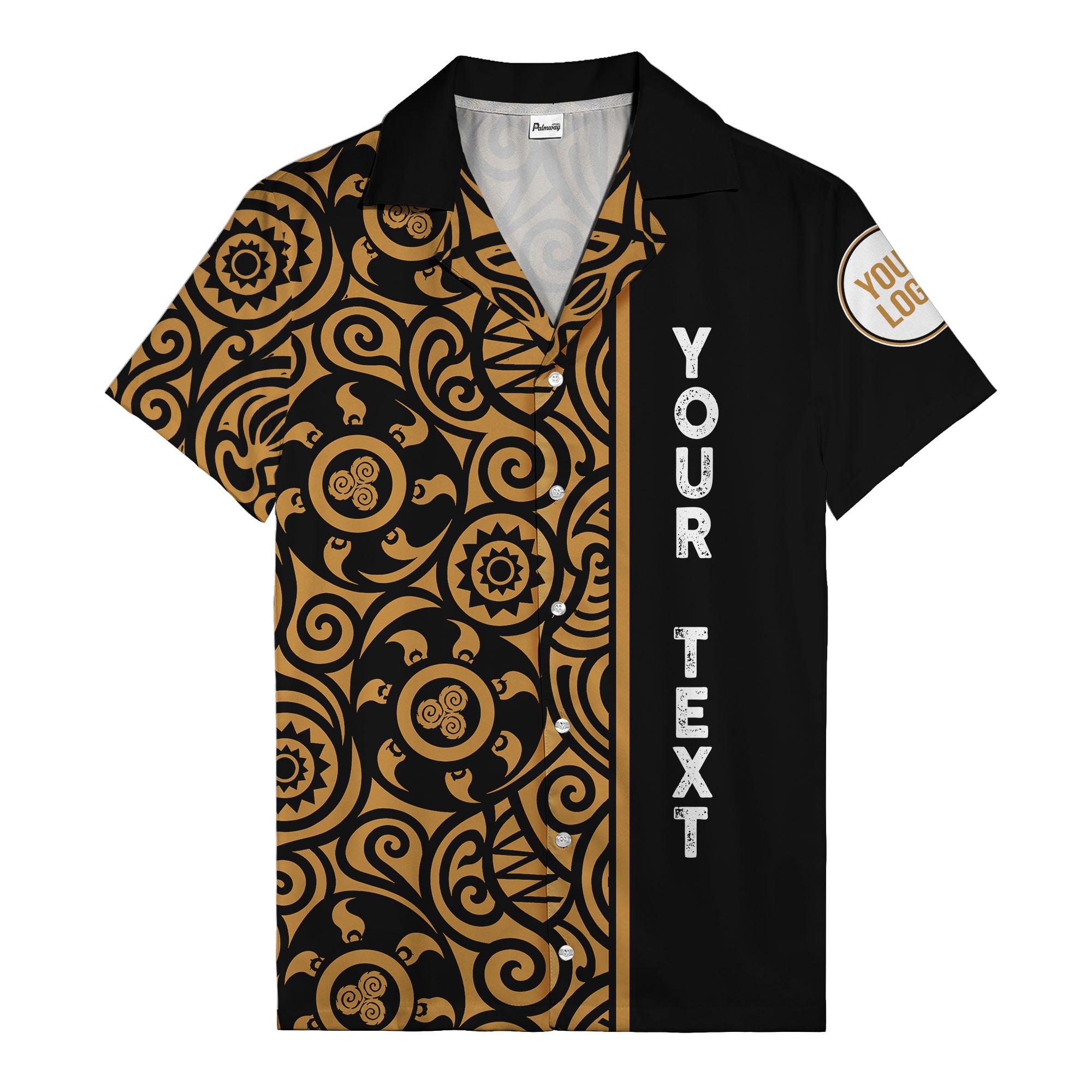 polynesian tribal swirls black white circular motifs hawaiian shirt for men