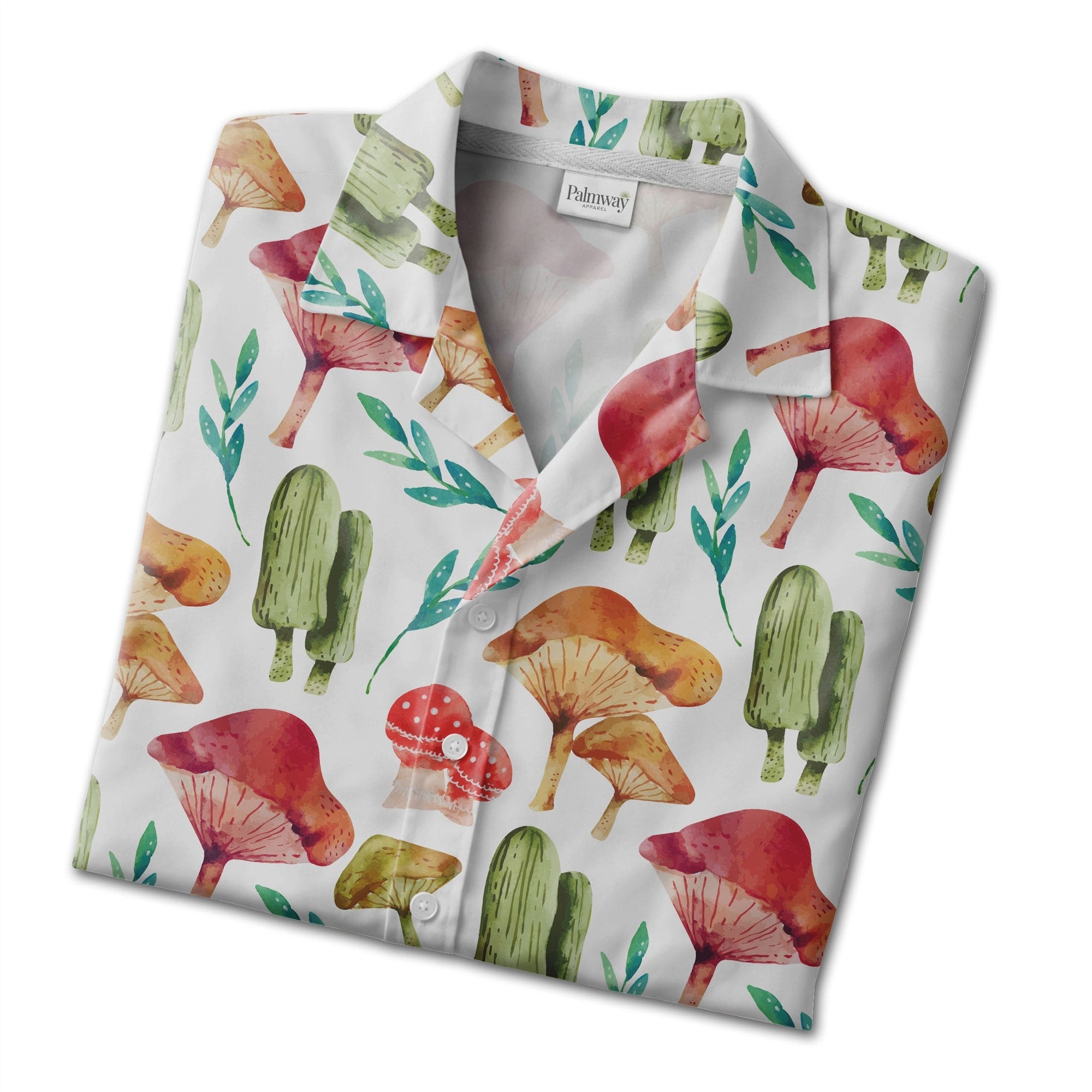 Psychedelic Pastel Mushroom Hawaiian Shirt on Black Background