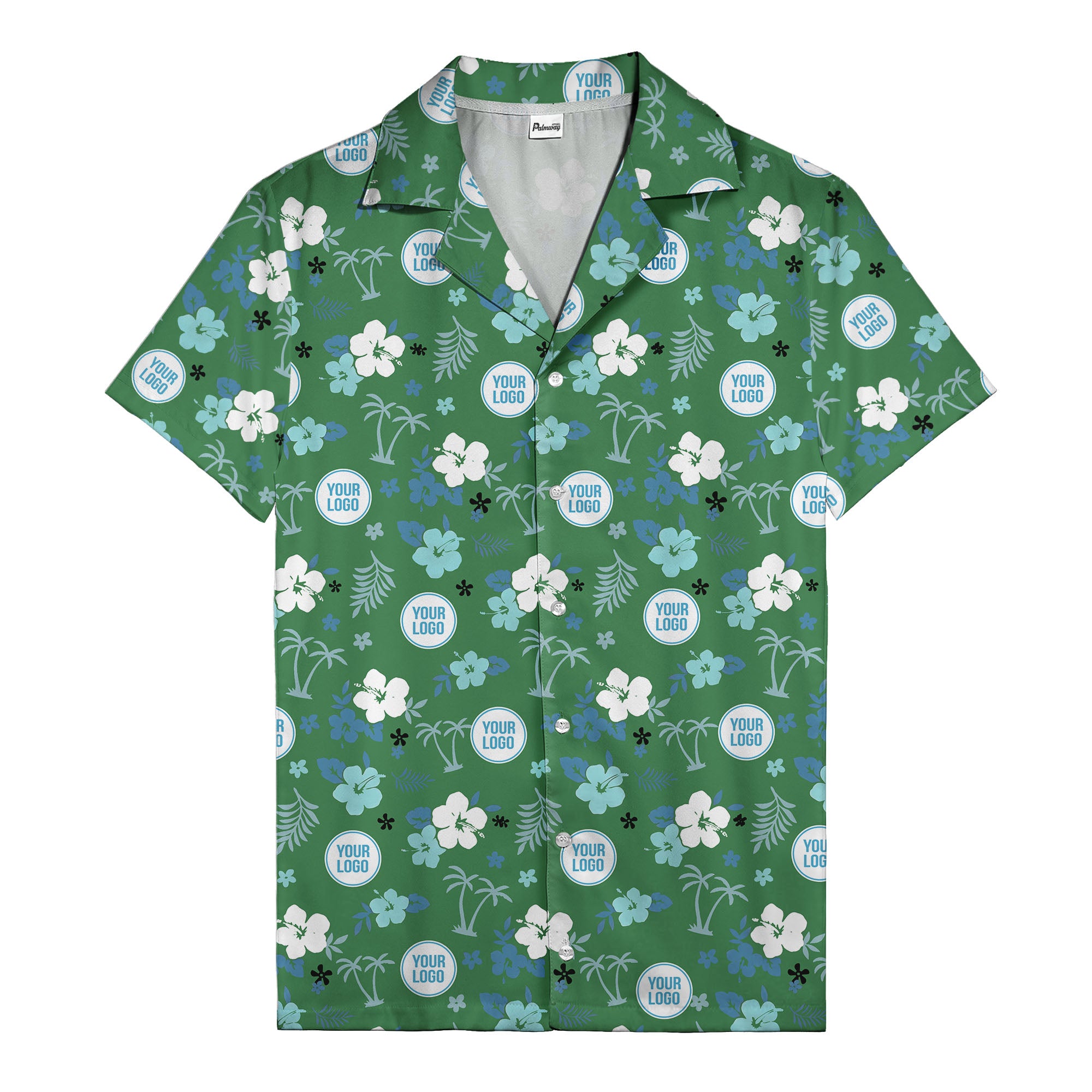 Purple Palm Blooms & Teal Leaf Hawaiian Shirt For Men