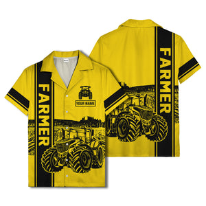 realistic tractor farm landscape farmer hawaiian shirt