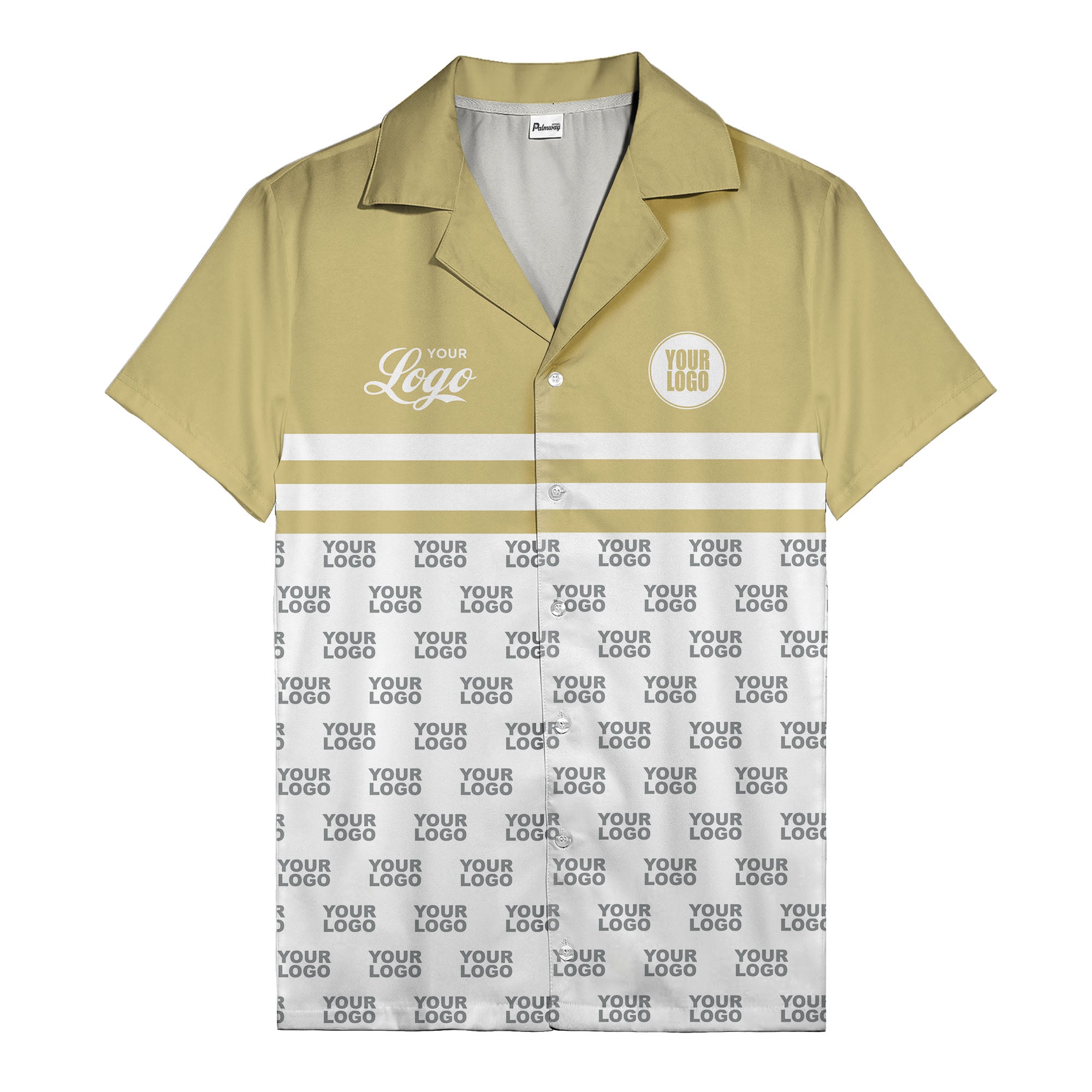 repeating customizable logo hawaiian shirt personalized text aloha button down shirt