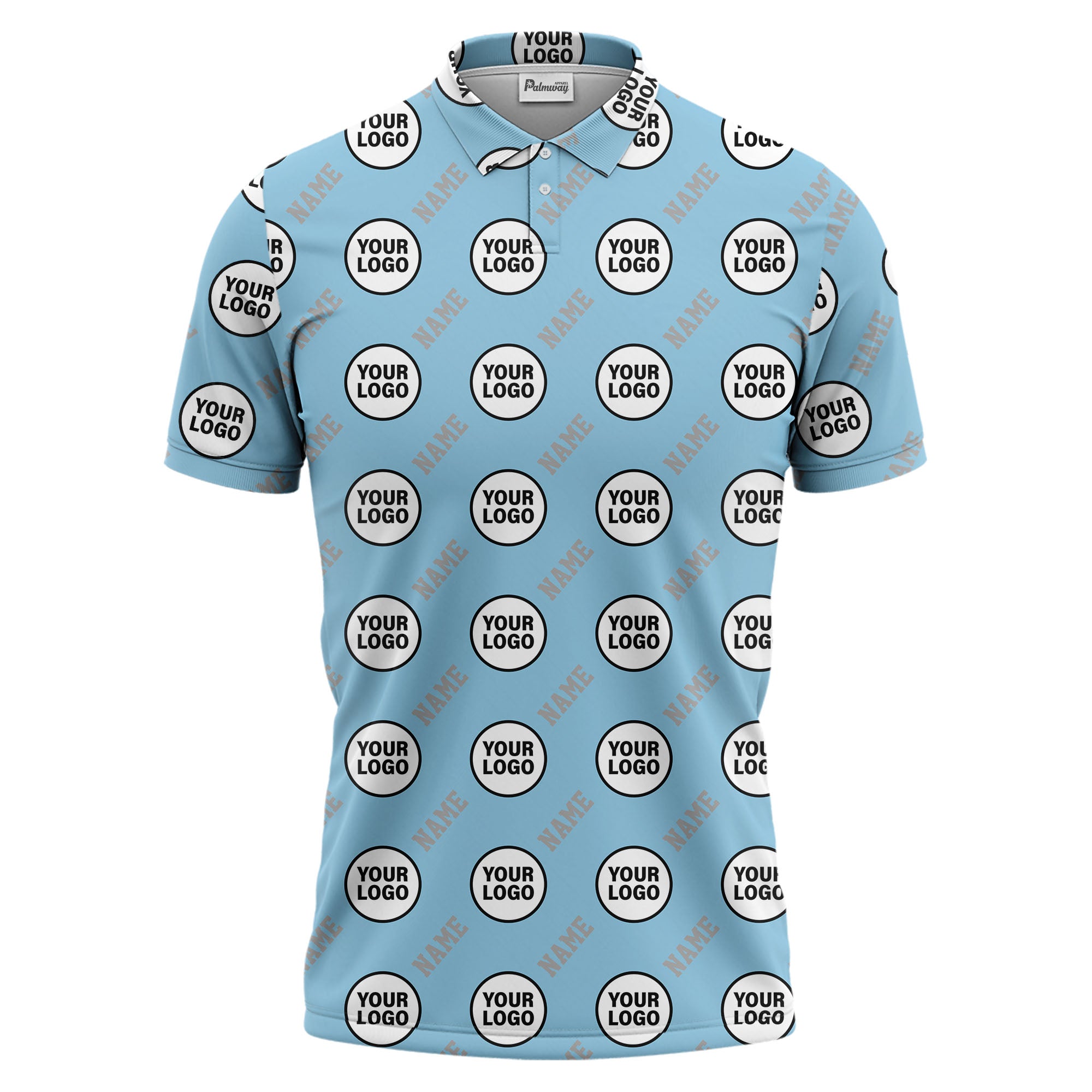 repeating geometric circle logo graphic polo shirt - custom branding available