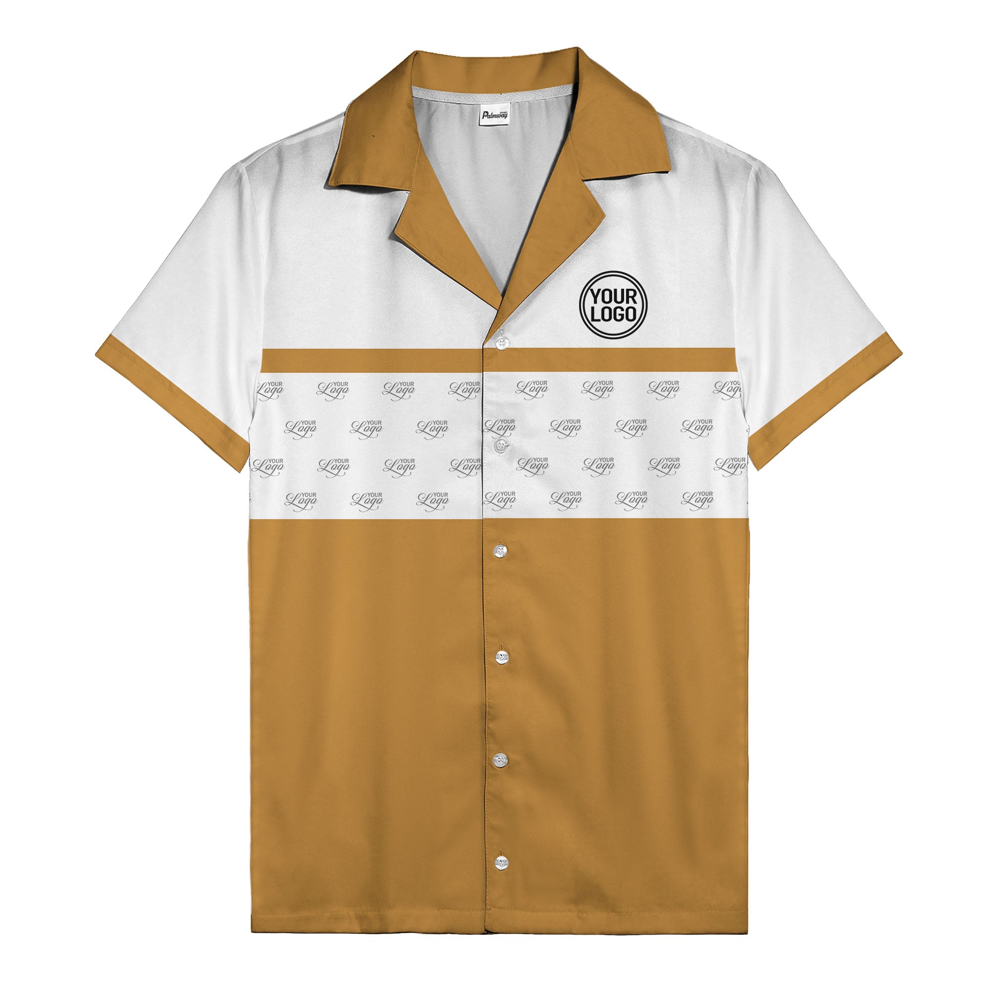 retro bowling custom logo repeat hawaiian shirt for men